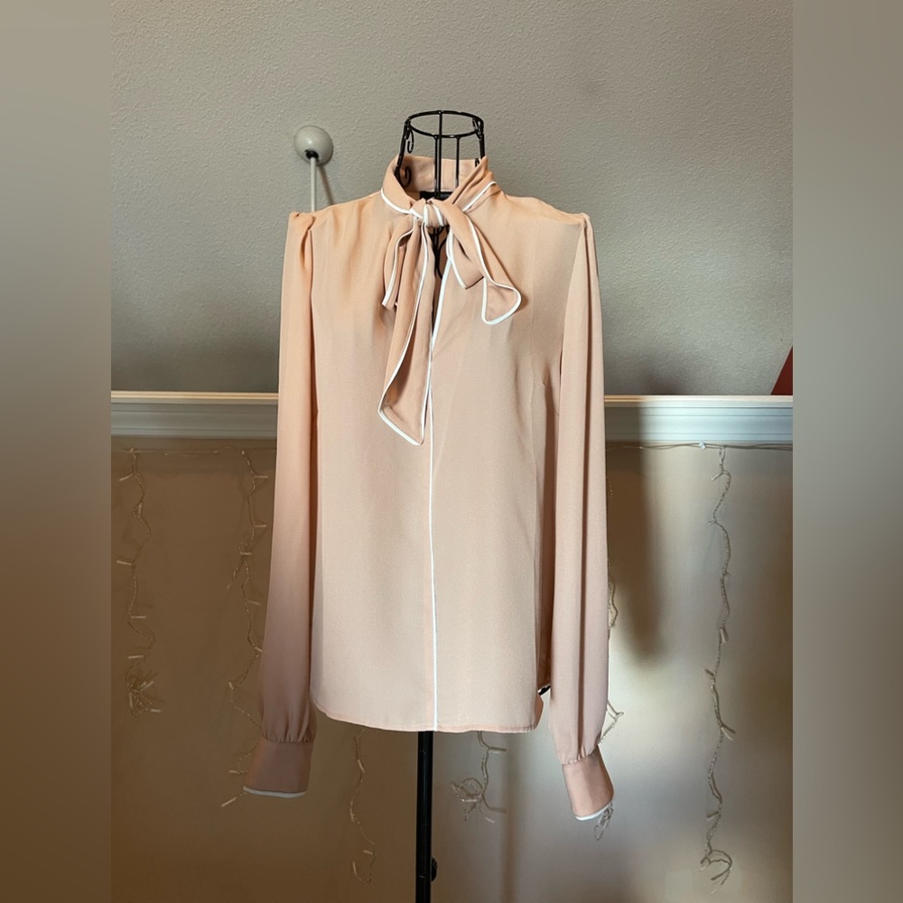 Pink White Bow Tie Top